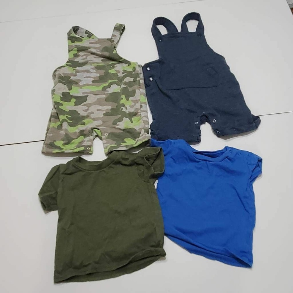 Wonder Nation Baby Lot Of 4 T-Shirt & One Piece Set Blue Green Camouflage 6-9M